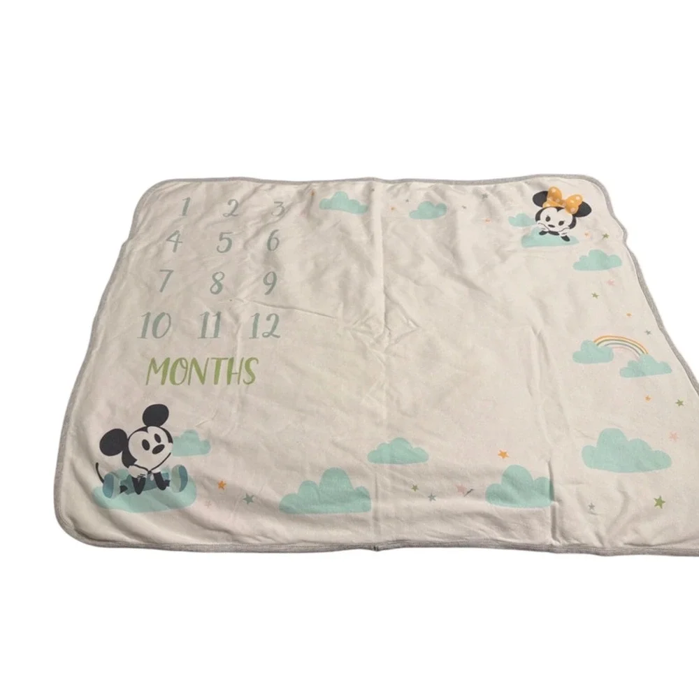 Disney Mickey Minnie Mouse Baby Milestone Blanket Monthly Growth Tracker Jersey